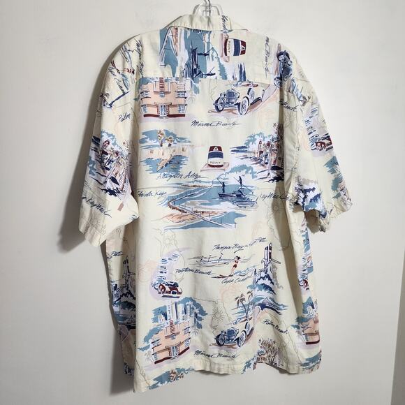 Bluewater wear short sleeve button front Hawaiian car print shirt men's size 2X - Picture 3 of 14
